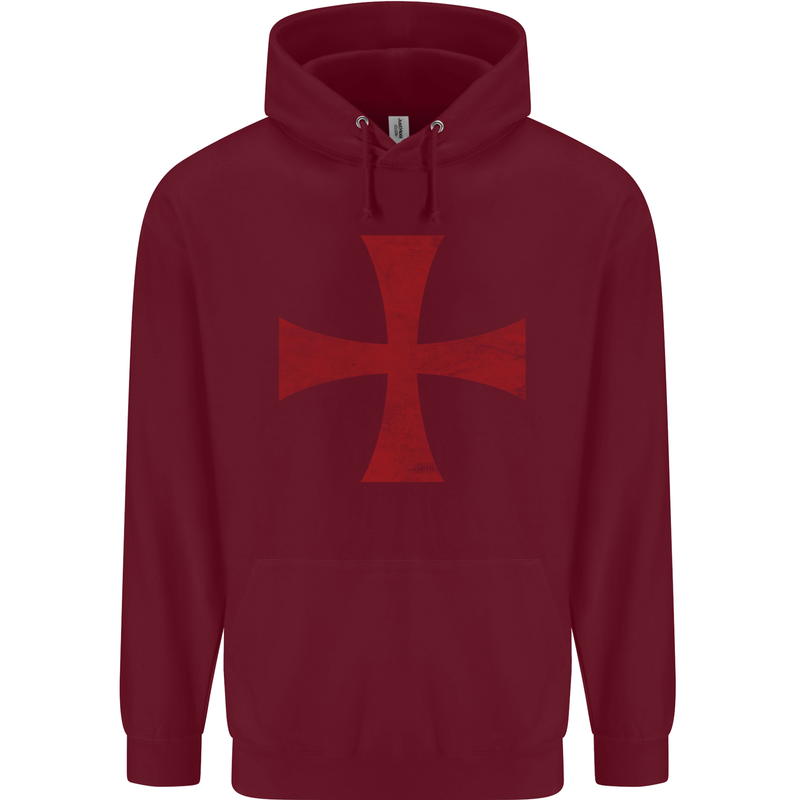 Knights Templar Cross Fancy Dress Outfit Mens 80% Cotton Hoodie Maroon