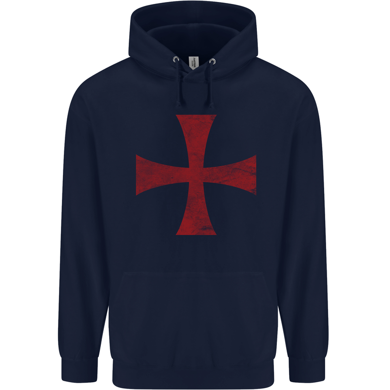 Knights Templar Cross Fancy Dress Outfit Mens 80% Cotton Hoodie Navy Blue