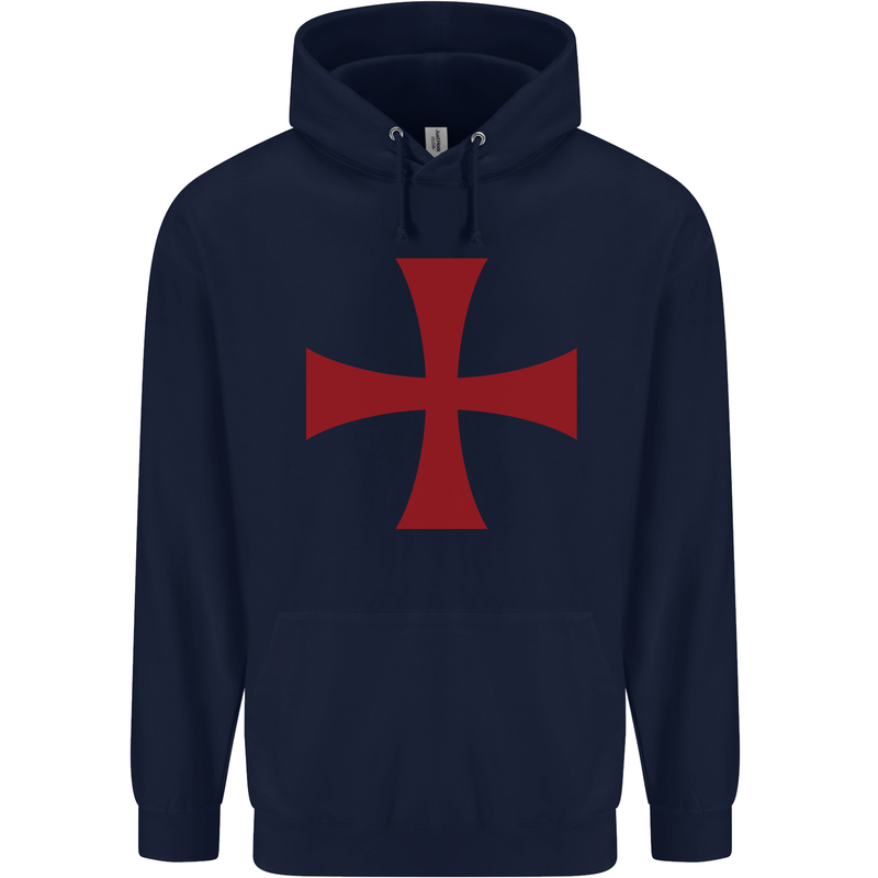 Knights Templar Cross Fancy Dress Outfit Mens 80% Cotton Hoodie Navy Blue