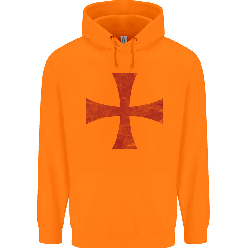 Knights Templar Cross Fancy Dress Outfit Mens 80% Cotton Hoodie Orange