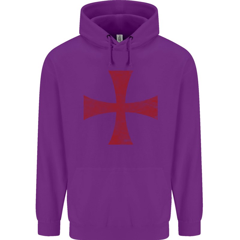 Knights Templar Cross Fancy Dress Outfit Mens 80% Cotton Hoodie Purple