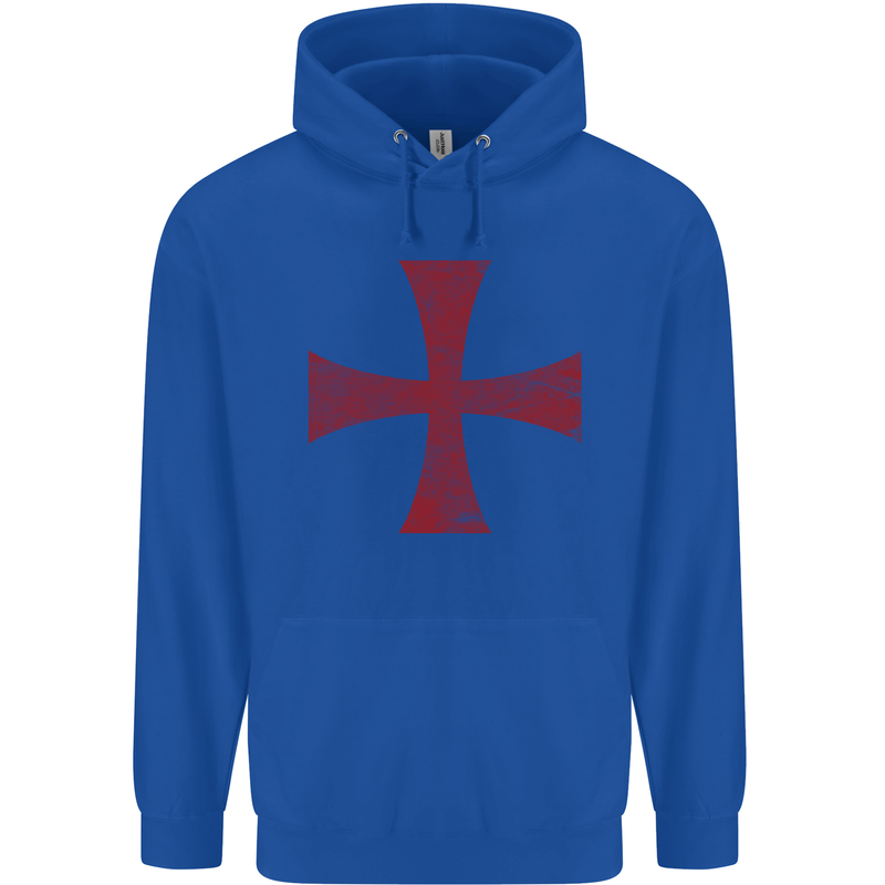 Knights Templar Cross Fancy Dress Outfit Mens 80% Cotton Hoodie Royal Blue