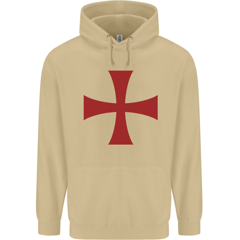Knights Templar Cross Fancy Dress Outfit Mens 80% Cotton Hoodie Sand