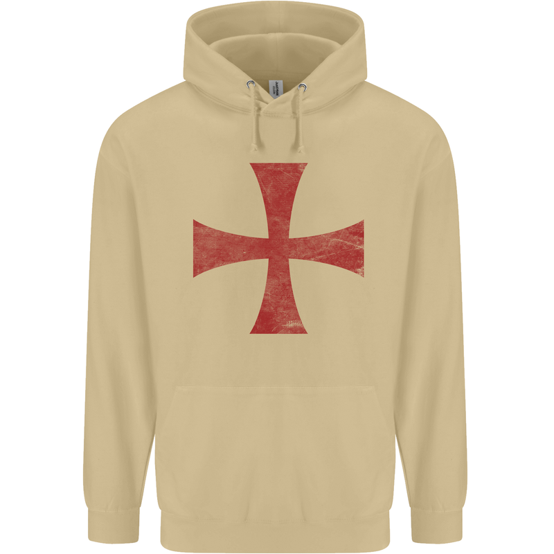 Knights Templar Cross Fancy Dress Outfit Mens 80% Cotton Hoodie Sand