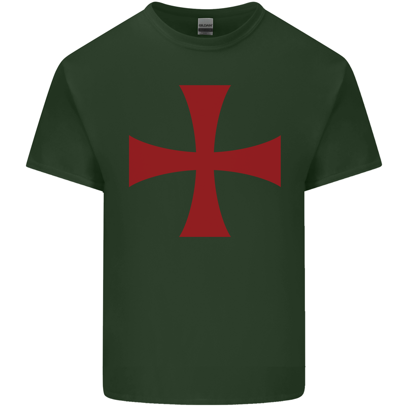 Knights Templar Cross Fancy Dress Outfit Mens Cotton T-Shirt Tee Top Forest Green