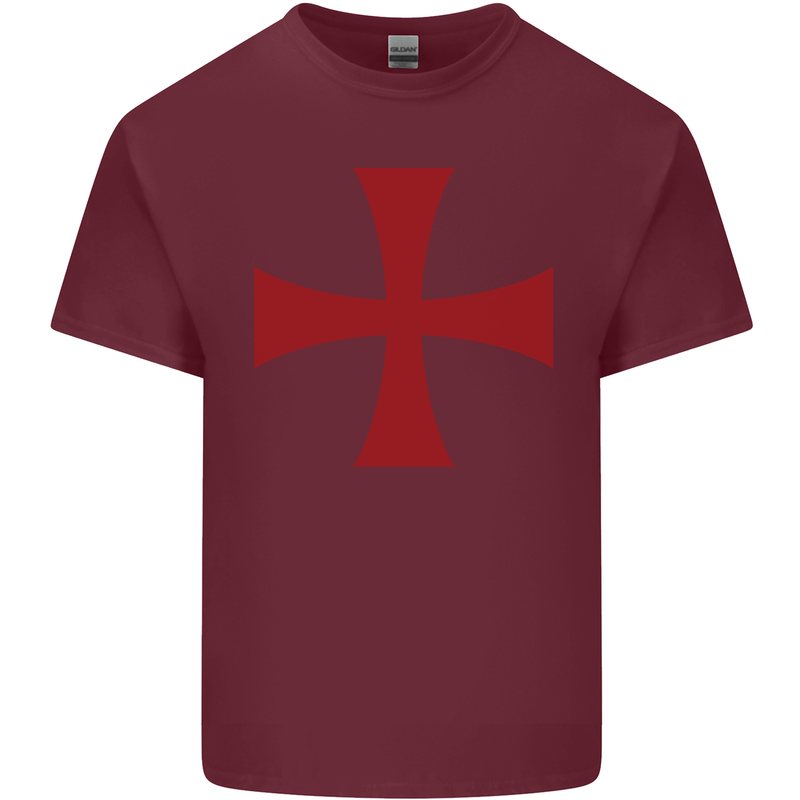 Knights Templar Cross Fancy Dress Outfit Mens Cotton T-Shirt Tee Top Maroon