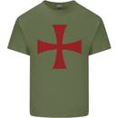 Knights Templar Cross Fancy Dress Outfit Mens Cotton T-Shirt Tee Top Military Green