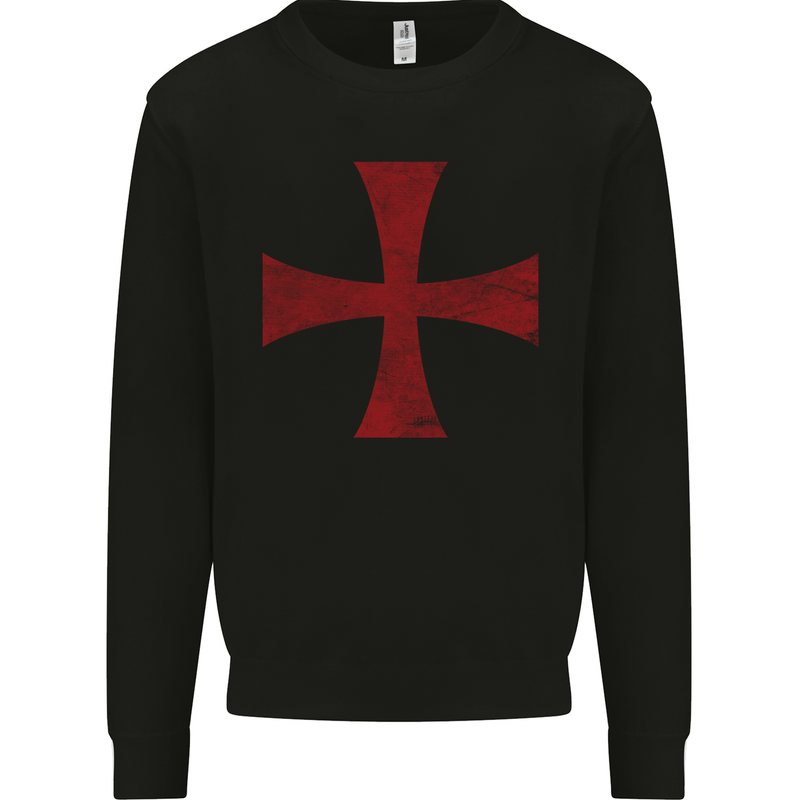 Knights Templar Cross Fancy Dress Outfit Mens Sweatshirt Jumper Black