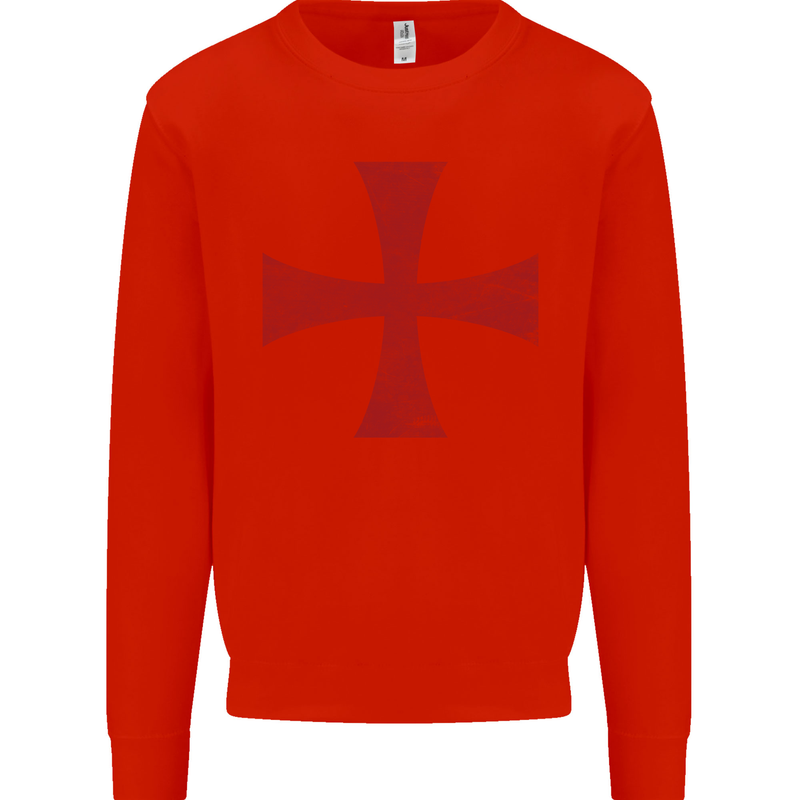 Knights Templar Cross Fancy Dress Outfit Mens Sweatshirt Jumper Bright Red