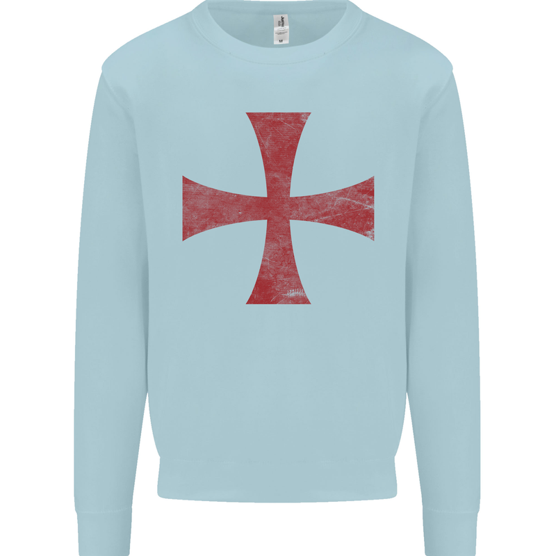Knights Templar Cross Fancy Dress Outfit Mens Sweatshirt Jumper Light Blue