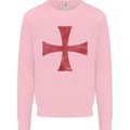 Knights Templar Cross Fancy Dress Outfit Mens Sweatshirt Jumper Light Pink