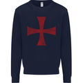 Knights Templar Cross Fancy Dress Outfit Mens Sweatshirt Jumper Navy Blue