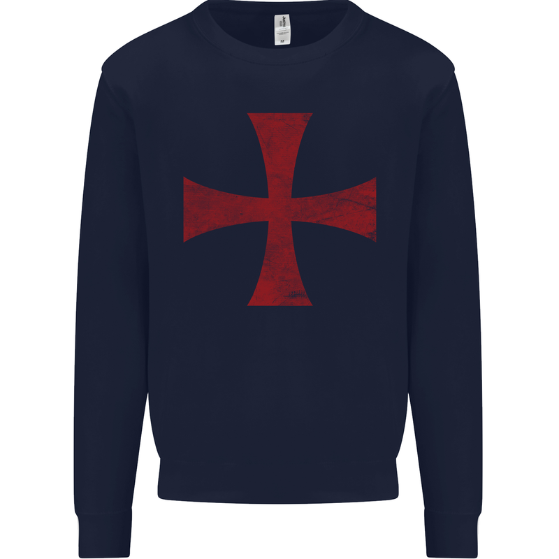 Knights Templar Cross Fancy Dress Outfit Mens Sweatshirt Jumper Navy Blue