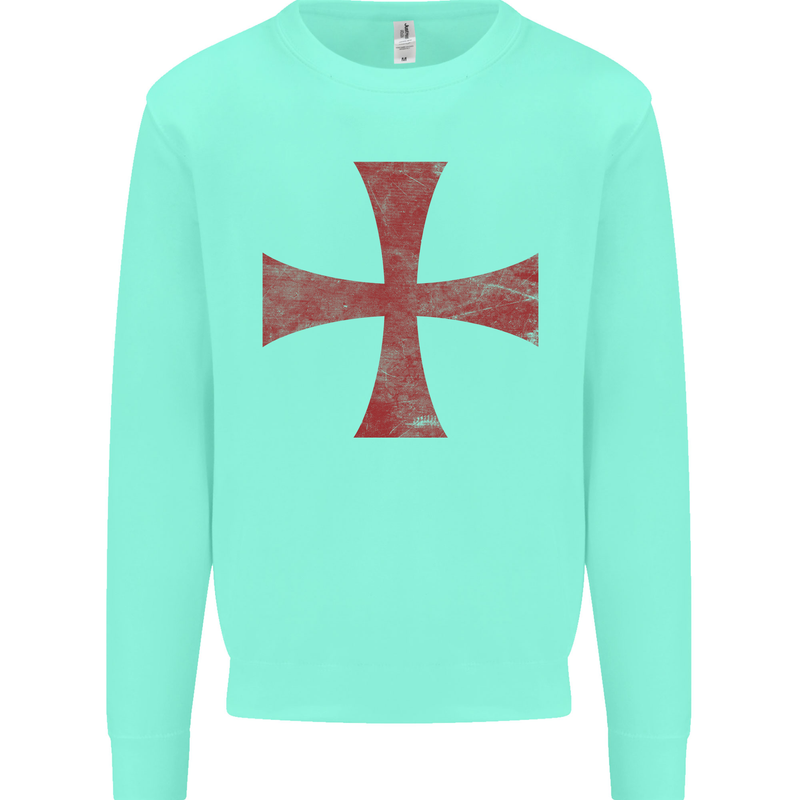 Knights Templar Cross Fancy Dress Outfit Mens Sweatshirt Jumper Peppermint