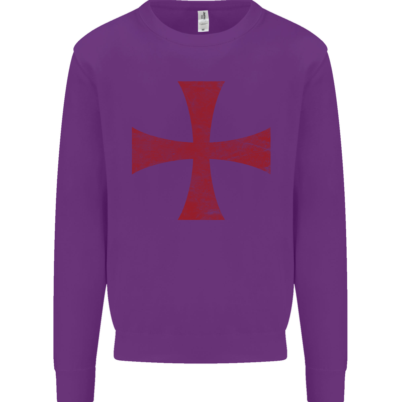 Knights Templar Cross Fancy Dress Outfit Mens Sweatshirt Jumper Purple