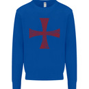 Knights Templar Cross Fancy Dress Outfit Mens Sweatshirt Jumper Royal Blue