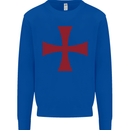 Knights Templar Cross Fancy Dress Outfit Mens Sweatshirt Jumper Royal Blue