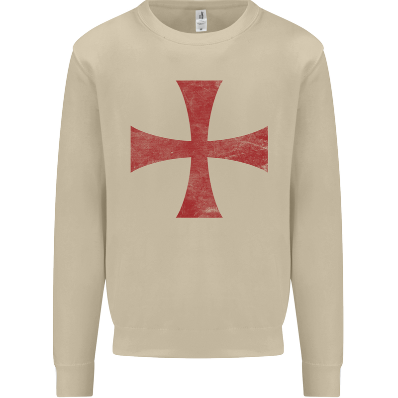 Knights Templar Cross Fancy Dress Outfit Mens Sweatshirt Jumper Sand