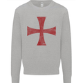 Knights Templar Cross Fancy Dress Outfit Mens Sweatshirt Jumper Sports Grey