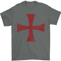 Knights Templar Cross Fancy Dress Outfit Mens T-Shirt Cotton Gildan Charcoal