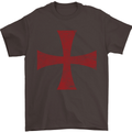 Knights Templar Cross Fancy Dress Outfit Mens T-Shirt Cotton Gildan Dark Chocolate