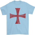 Knights Templar Cross Fancy Dress Outfit Mens T-Shirt Cotton Gildan Light Blue