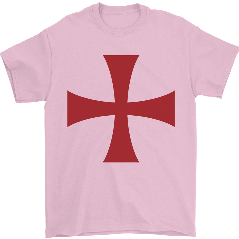 Knights Templar Cross Fancy Dress Outfit Mens T-Shirt Cotton Gildan Light Pink