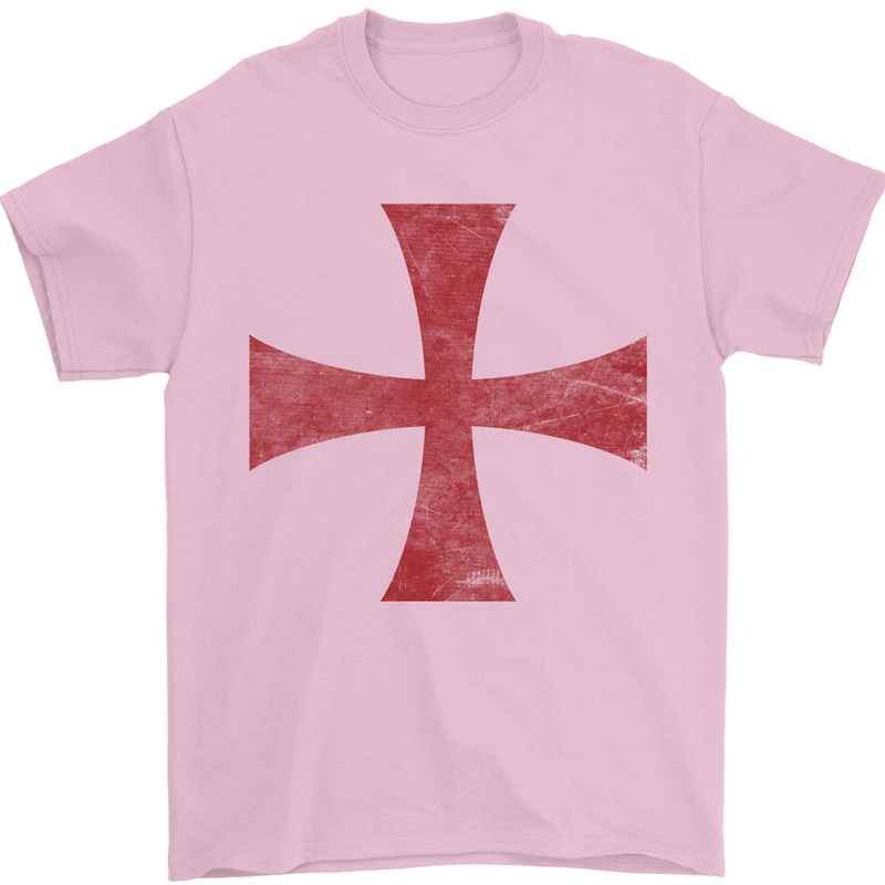 Knights Templar Cross Fancy Dress Outfit Mens T-Shirt Cotton Gildan Light Pink