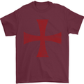Knights Templar Cross Fancy Dress Outfit Mens T-Shirt Cotton Gildan Maroon