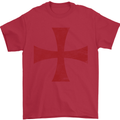 Knights Templar Cross Fancy Dress Outfit Mens T-Shirt Cotton Gildan Red