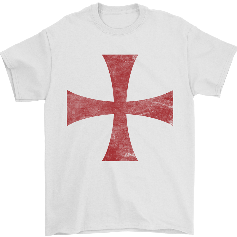 Knights Templar Cross Fancy Dress Outfit Mens T-Shirt Cotton Gildan White