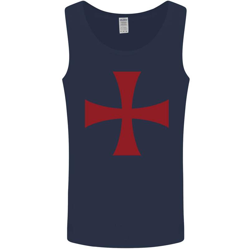 Knights Templar Cross Fancy Dress Outfit Mens Vest Tank Top Navy Blue