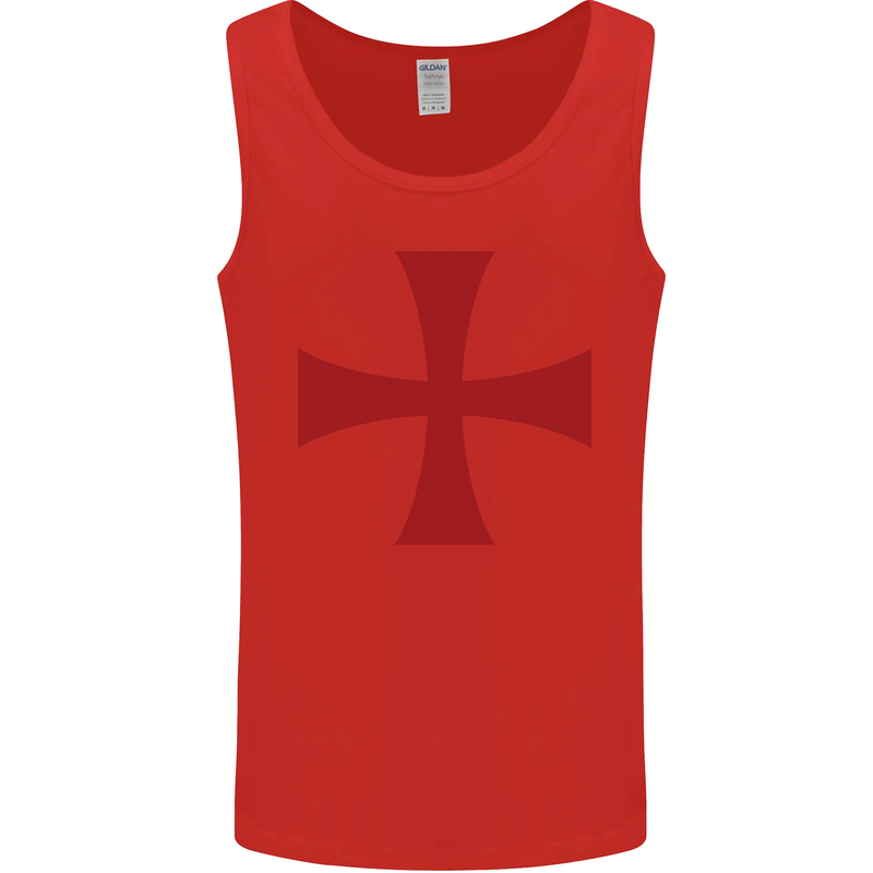 Knights Templar Cross Fancy Dress Outfit Mens Vest Tank Top Red