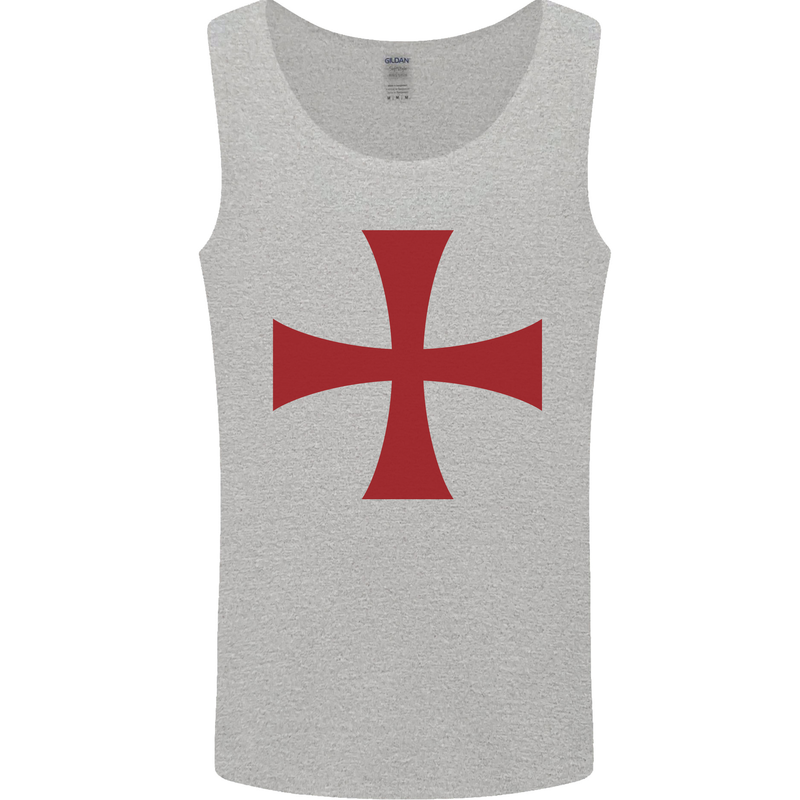 Knights Templar Cross Fancy Dress Outfit Mens Vest Tank Top Sports Grey