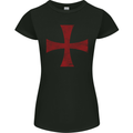 Knights Templar Cross Fancy Dress Outfit Womens Petite Cut T-Shirt Black