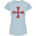 Knights Templar Cross Fancy Dress Outfit Womens Petite Cut T-Shirt Light Blue