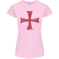 Knights Templar Cross Fancy Dress Outfit Womens Petite Cut T-Shirt Light Pink