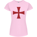 Knights Templar Cross Fancy Dress Outfit Womens Petite Cut T-Shirt Light Pink
