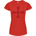 Knights Templar Cross Fancy Dress Outfit Womens Petite Cut T-Shirt Red
