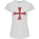 Knights Templar Cross Fancy Dress Outfit Womens Petite Cut T-Shirt White