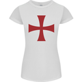Knights Templar Cross Fancy Dress Outfit Womens Petite Cut T-Shirt White