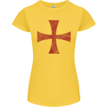 Knights Templar Cross Fancy Dress Outfit Womens Petite Cut T-Shirt Yellow