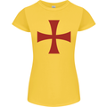 Knights Templar Cross Fancy Dress Outfit Womens Petite Cut T-Shirt Yellow