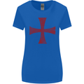 Knights Templar Cross Fancy Dress Outfit Womens Wider Cut T-Shirt Royal Blue