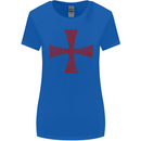 Knights Templar Cross Fancy Dress Outfit Womens Wider Cut T-Shirt Royal Blue