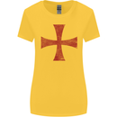 Knights Templar Cross Fancy Dress Outfit Womens Wider Cut T-Shirt Yellow
