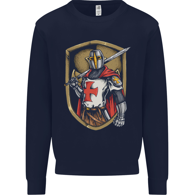 Knights Templar England St Georges Day Kids Sweatshirt Jumper Navy Blue