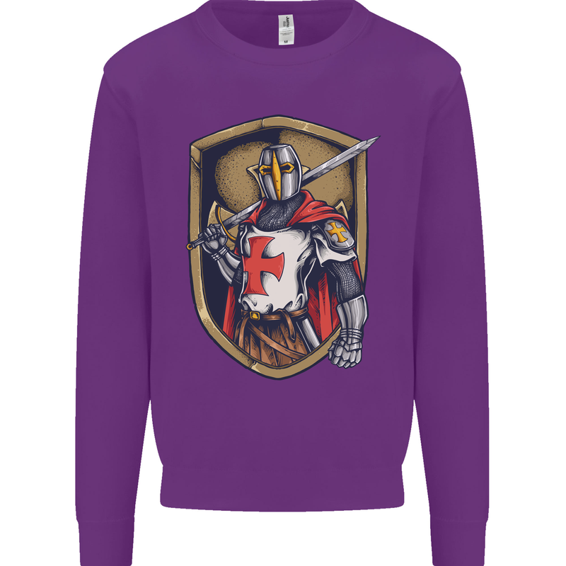 Knights Templar England St Georges Day Kids Sweatshirt Jumper Purple