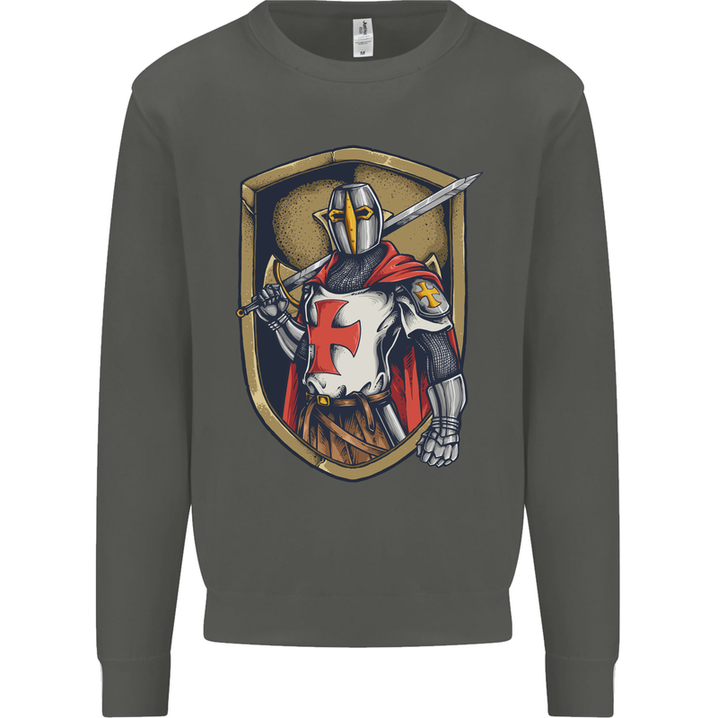 Knights Templar England St Georges Day Kids Sweatshirt Jumper Storm Grey