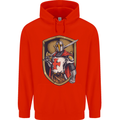 Knights Templar England St Georges Day Mens 80% Cotton Hoodie Bright Red